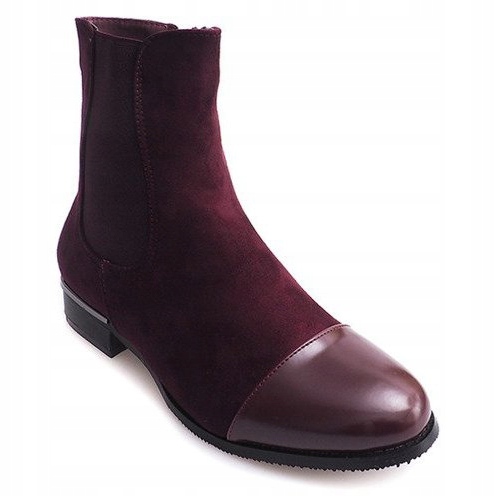 XF220 Burgundy Suede Booties With Zipper red multicolored 1