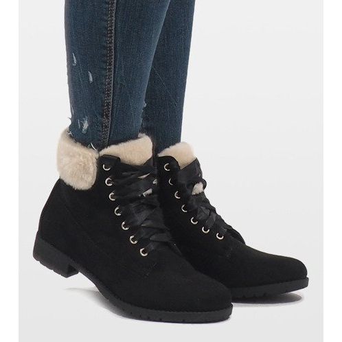 Black insulated lace-up boots C-7100 2