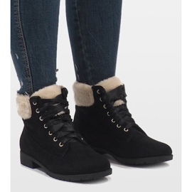Black insulated lace-up boots C-7100 1