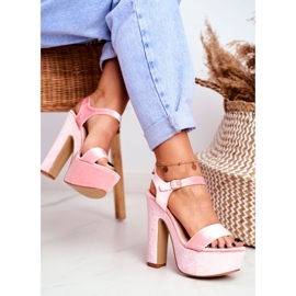 LU BOO High Pink Sandals on a Velor HighShoes Bar 2 LU BOO High Pink Sandals on a Velor HighShoes Bar 2