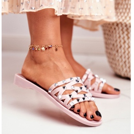 LU BOO Women's Pink Slippers Rubber Patty Studs 1 LU BOO Women's Pink Slippers Rubber Patty Studs 1