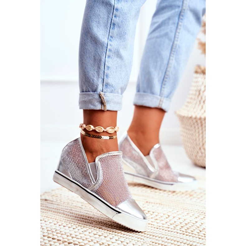 Women's Lu Boo Sneakers with Mesh Silver Morgono grey 1