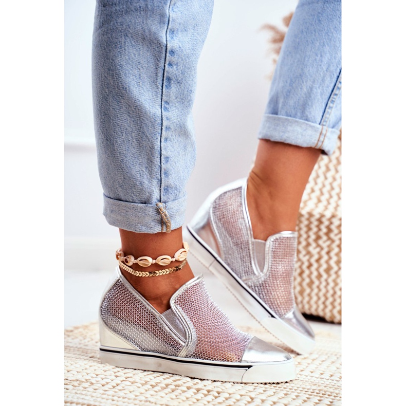 Women's Lu Boo Sneakers with Mesh Silver Morgono grey 2