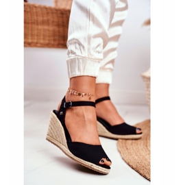 Women's Sandals On A Braided Wedge Big Star Black DD274A209 1 Women's Sandals On A Braided Wedge Big Star Black DD274A209 1