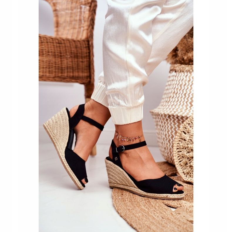 Women's Sandals On A Braided Wedge Big Star Black DD274A209 2 Women's Sandals On A Braided Wedge Big Star Black DD274A209 2