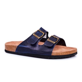 Men's Slippers With Buckles Big Star Dark Navy Blue DD174604 1