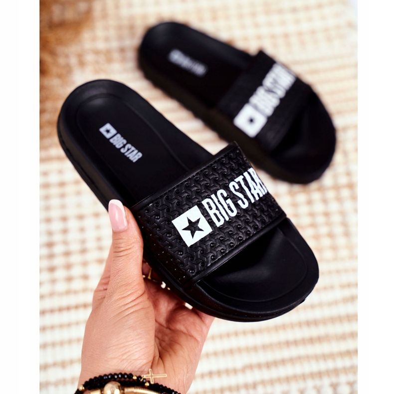 Children's Black Slippers Big Star Quilted GG374800 2