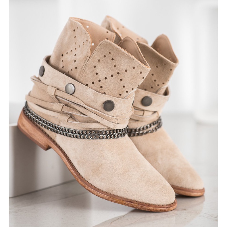 Bella Paris Boots With Decorative Stripes beige 2