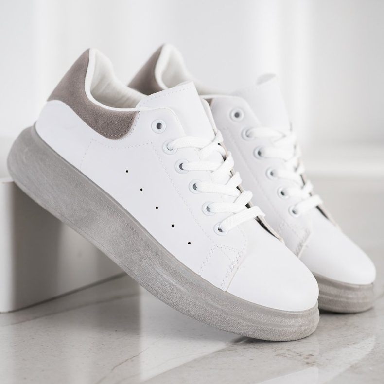 SHELOVET Sneakers On The Gray Platform white grey 2