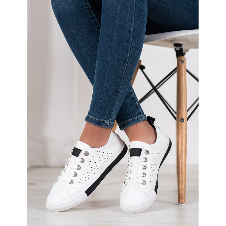 Bella Paris Sneakers With Openwork Pattern white 1