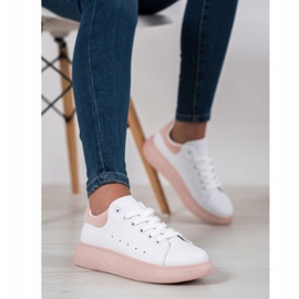 SHELOVET Sneakers On A Powder Platform white pink 2