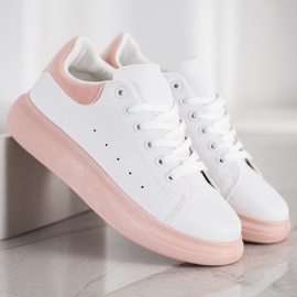 SHELOVET Sneakers On A Powder Platform white pink 1