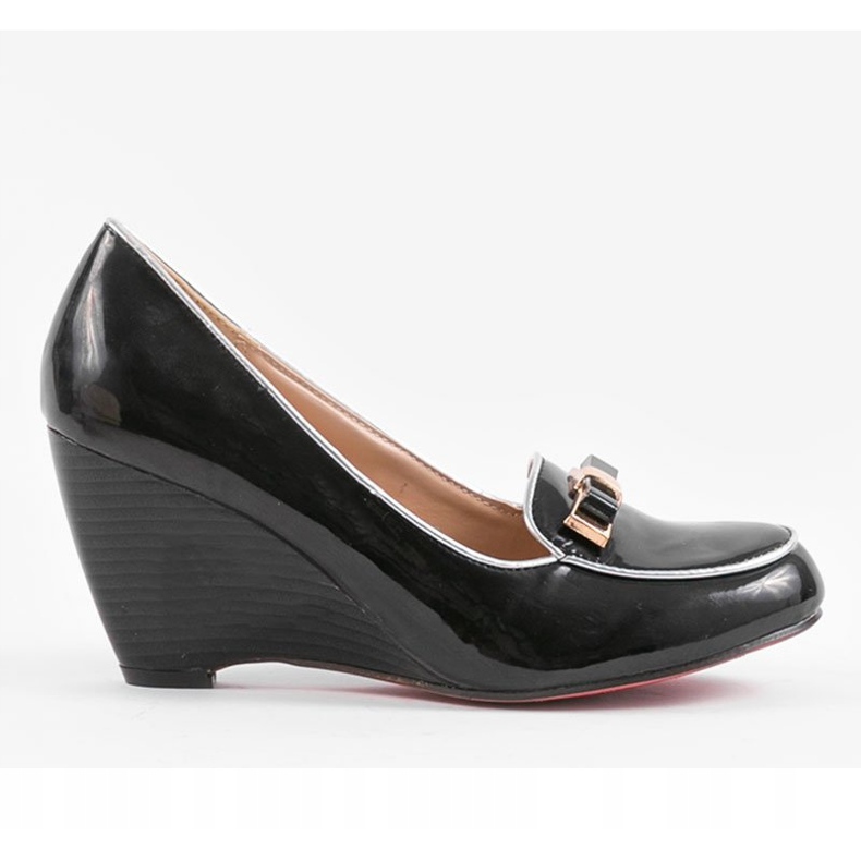 Black wedge pumps with a bow 0088-1 2