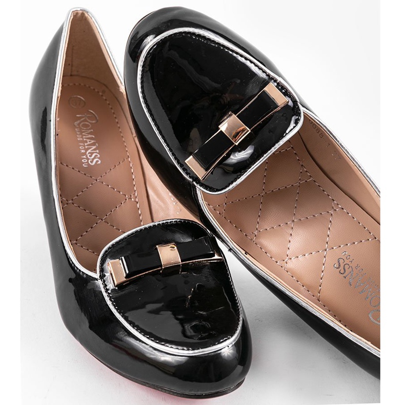 Black wedge pumps with a bow 0088-1 1