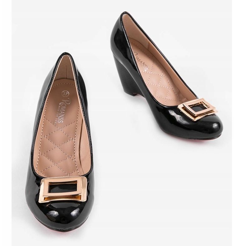 Black wedge pumps with a buckle 0089-1 2