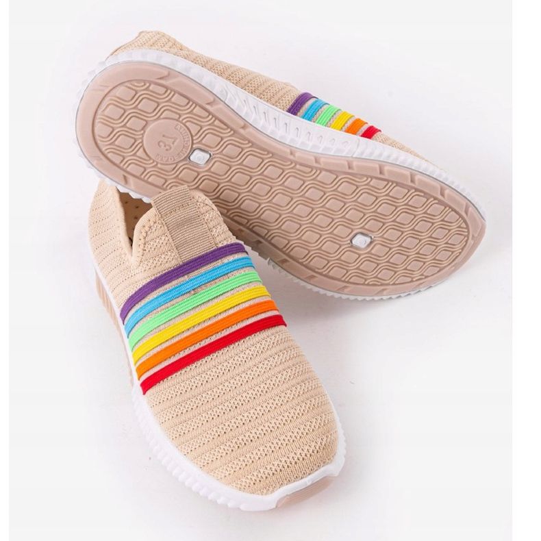Beige sports slip-on shoes BS30 brown multicolored 2