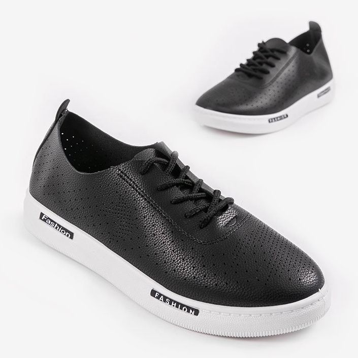 Black QW8368-1 openwork sport sneakers 1