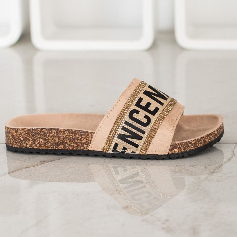 Evento Nice Crystals Slippers beige 1