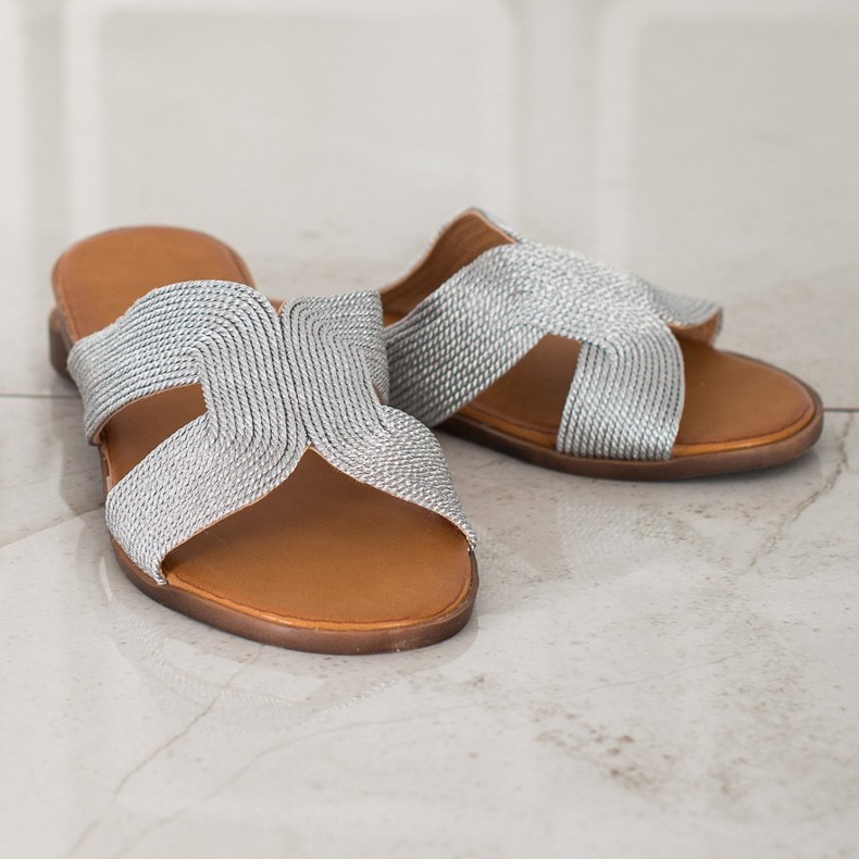 SHELOVET Stylish Silver Slippers grey 1