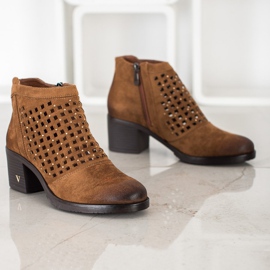 VINCEZA openwork boots brown 1