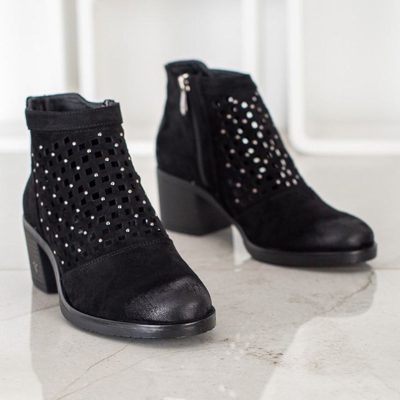 VINCEZA openwork boots black 1
