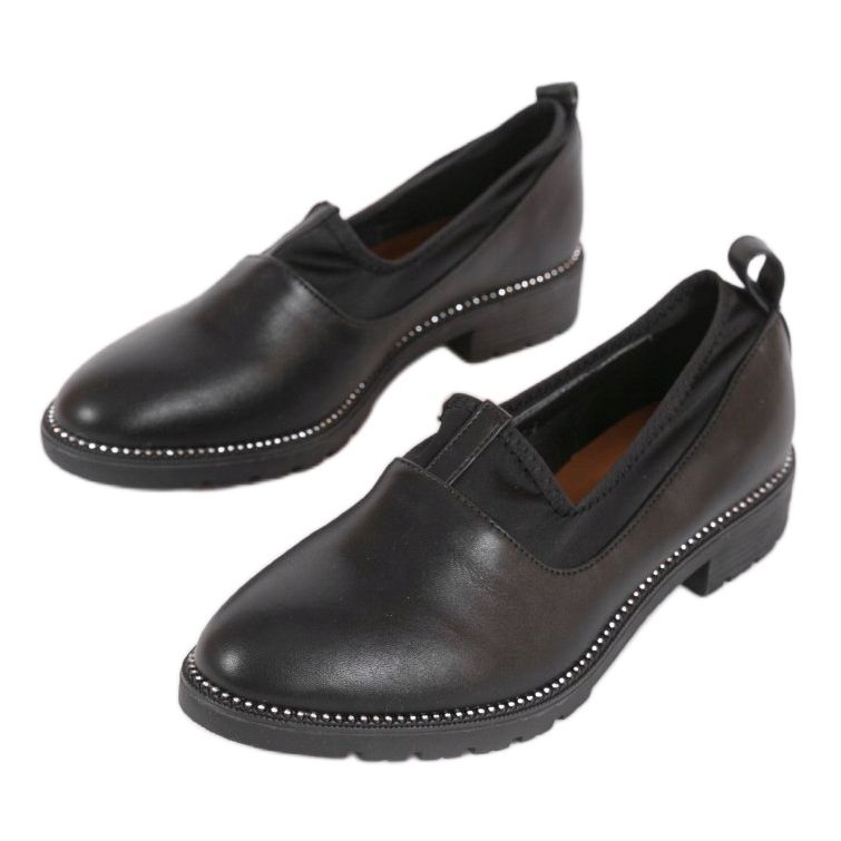 Black slip-on shoes with an elasticated 240-2 1