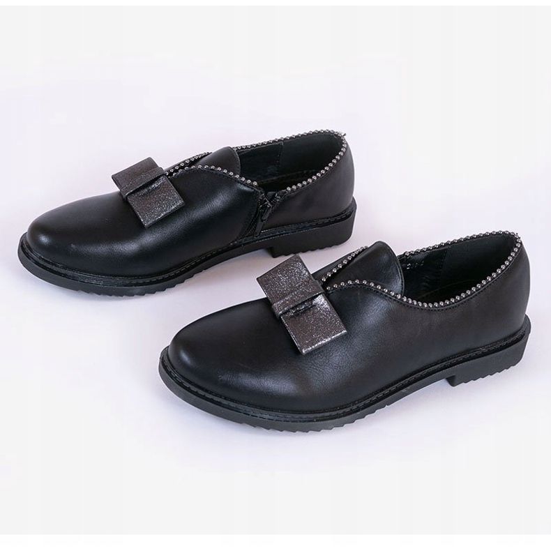 BM Black slip-on shoes with a bow 239-2 2