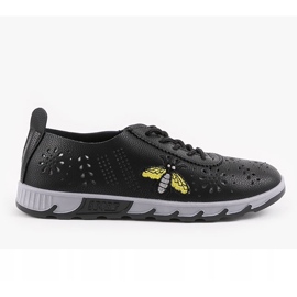 Black openwork sneakers with an imprint of JH81171-3 1