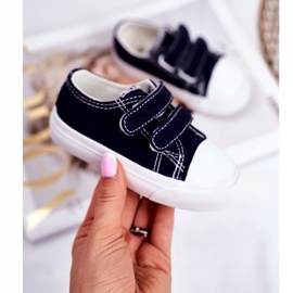 Apawwa Children's Sneakers Navy Blue Fanot with Velcro white 1