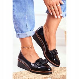 Vinceza Women's Brogues On Black Lacquered Wedges Milona 1