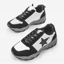 Black fashionable sports sneakers with the star G-114 white 1