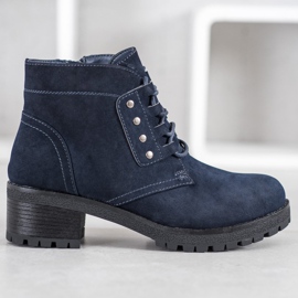 J. Star Lace-up Booties On A Post navy blue blue 2