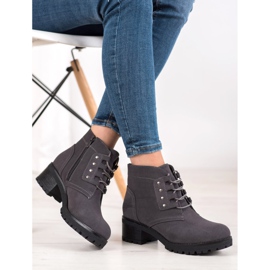 J. Star Lace-up Booties On A Post grey 1
