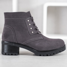 J. Star Lace-up Booties On A Post grey 2