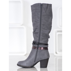 J. Star Boots With Decorative Stripes grey 1