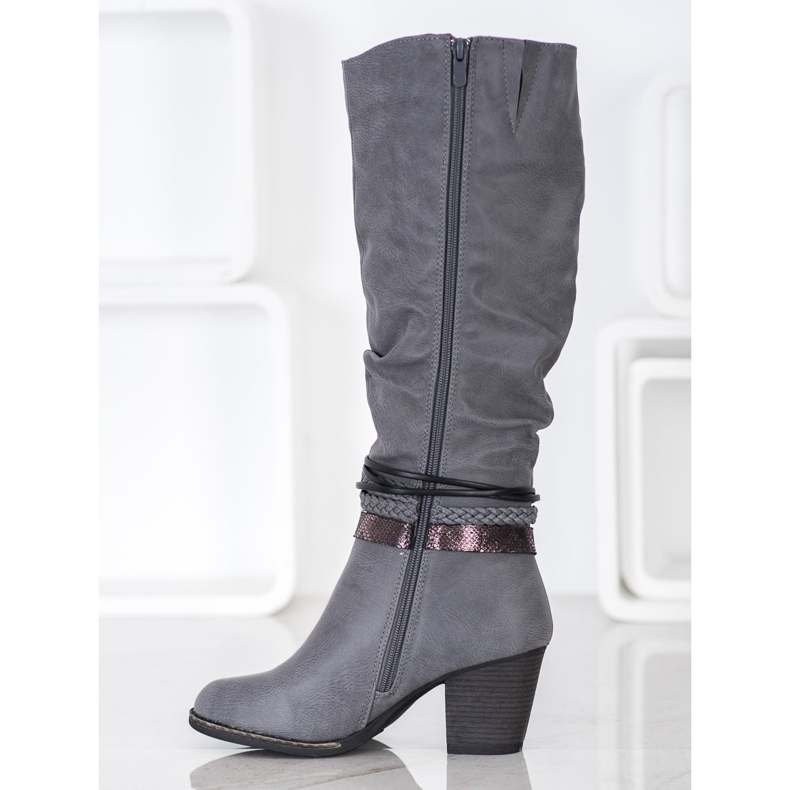 J. Star Boots With Decorative Stripes grey 1