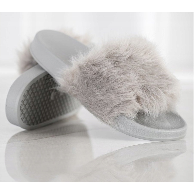 SHELOVET Rubber Slippers With Fur grey 2