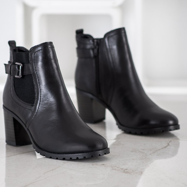 Evento Leather high-heeled ankle boots black 1