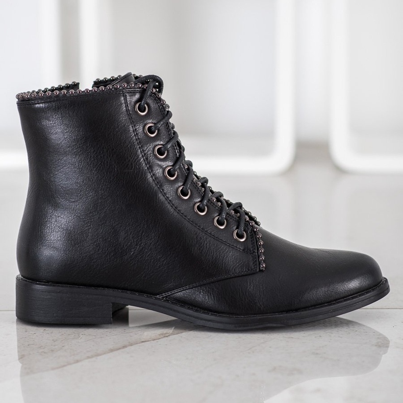J. Star Black Lace-up Boots 1