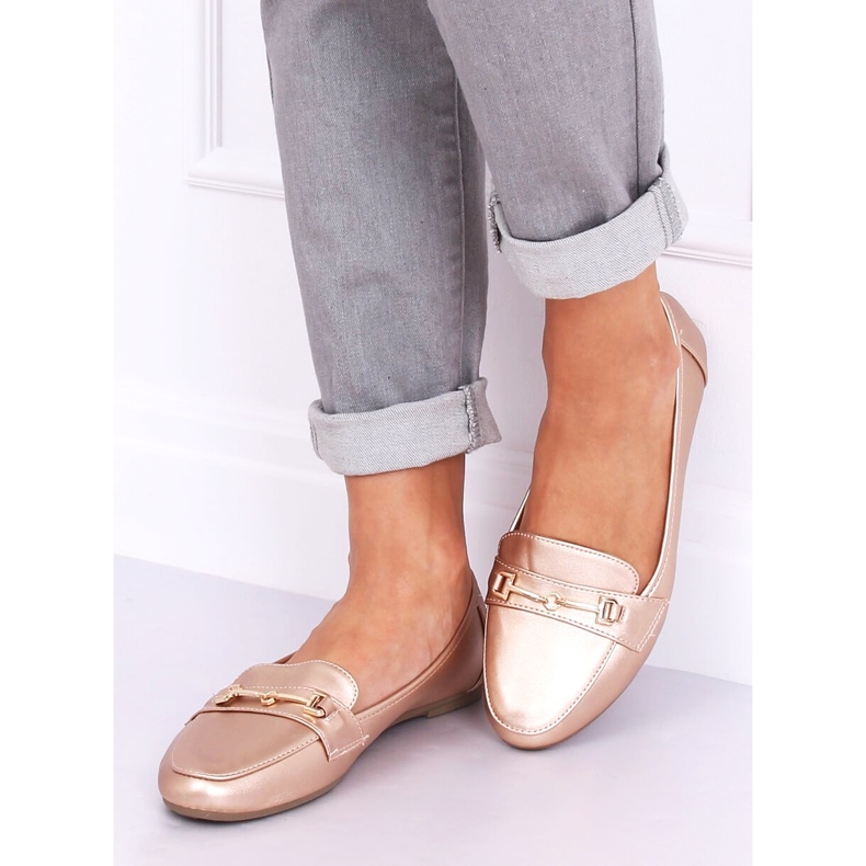 9F176 Champagne Metallic Moccasins pink 2