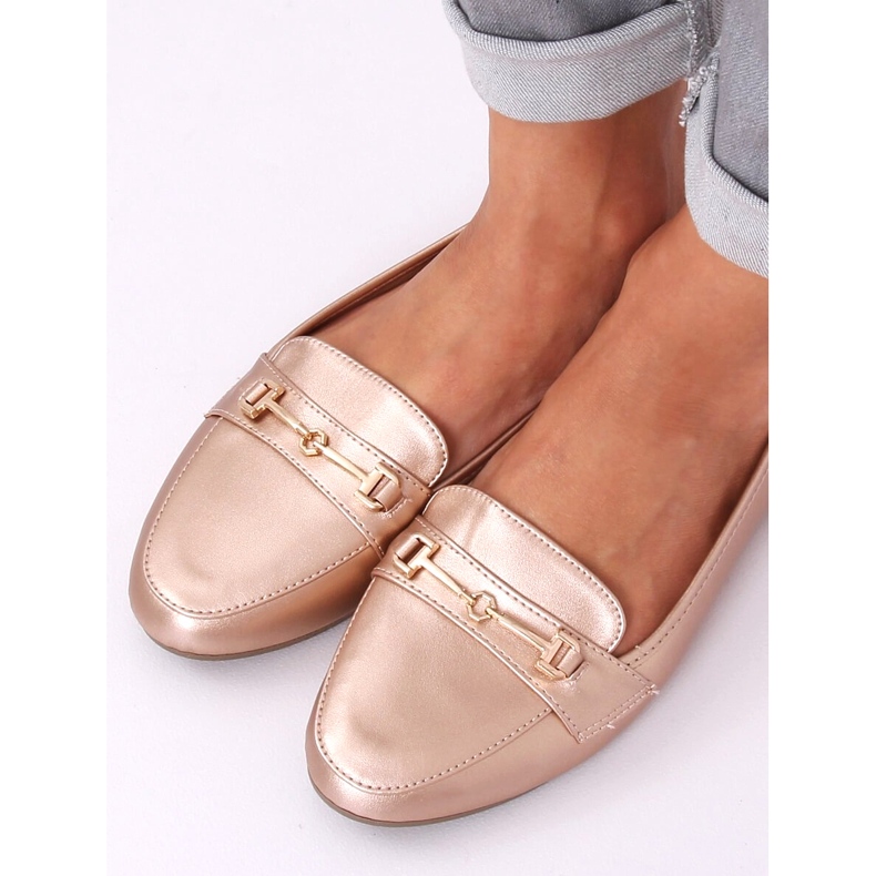 9F176 Champagne Metallic Moccasins pink 1