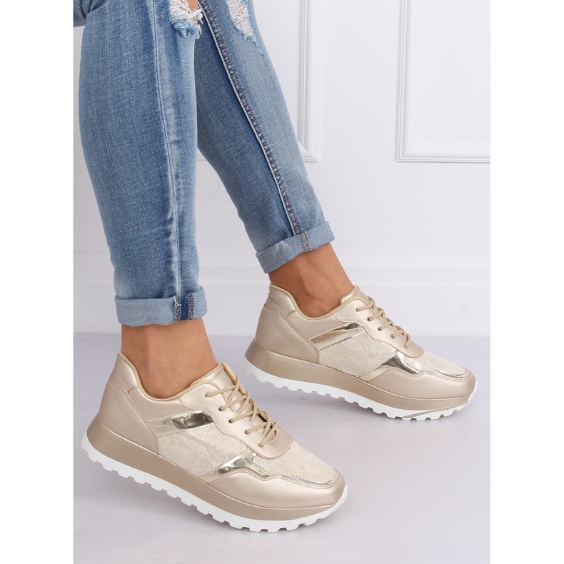 Women's gold sports shoes 2019-447 Gold golden yellow 1