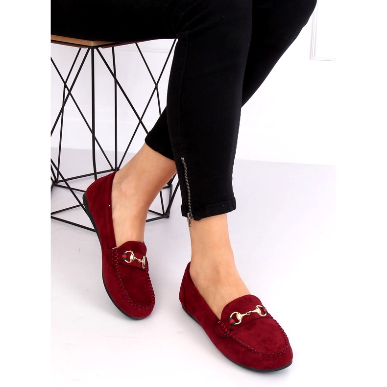 Women's burgundy loafers CH-1M16 Wine Red multicolored 2