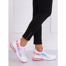 White women's sports shoes F-3336 WHITE / FUSHIA pink 2