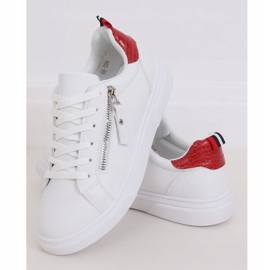 White women's sneakers KK-206 WHITE / RED 1