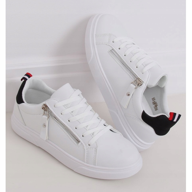 White women's sneakers KK-206 WHITE / BLACK 1 White women's sneakers KK-206 WHITE / BLACK 1