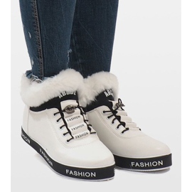 White insulated fur suede boots NB252P-1 2