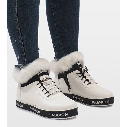 White insulated fur suede boots NB252P-1 1