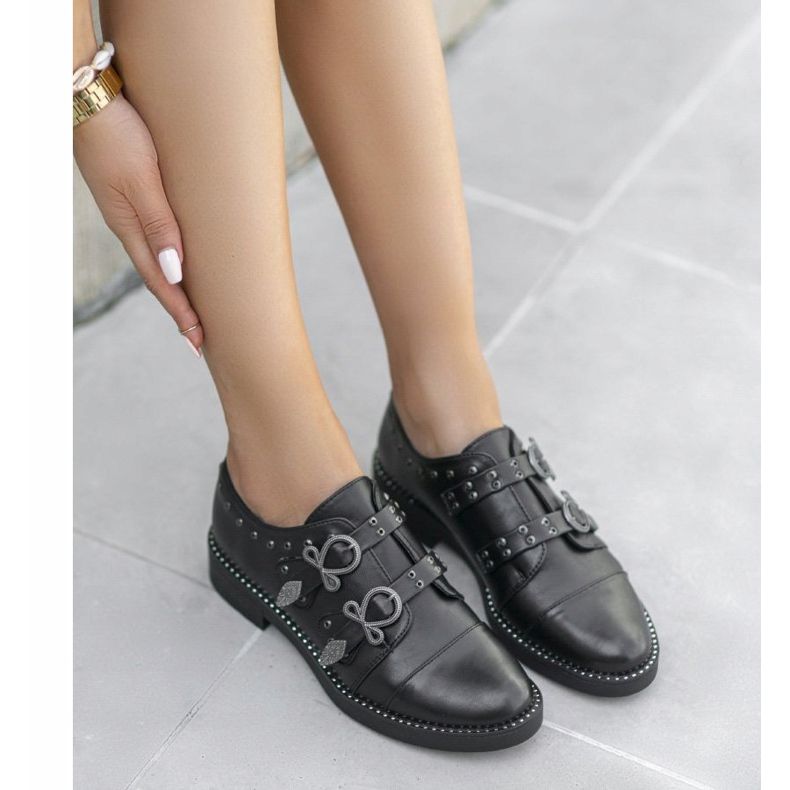 Black women's shoes with buckles C17-6072 1