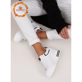 White BY-0370 WHITE / BLACK sneakers on a hidden wedge 1